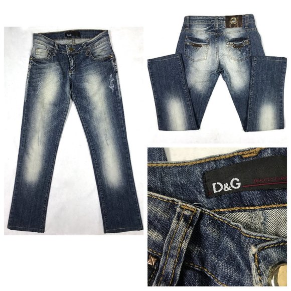 Auc D&G Distressed Blue Stretchy Jean